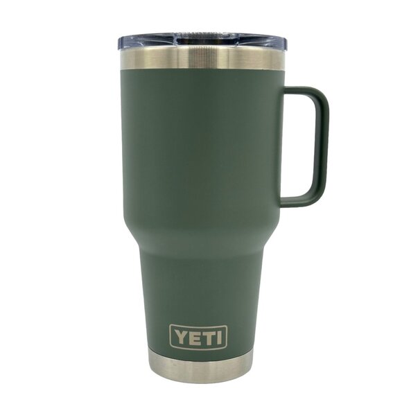 LASER ENGRAVED PERSONALIZATION YETI 30oz. Stronghold Travel Mug in CAMP GREEN - Picture 1 of 2